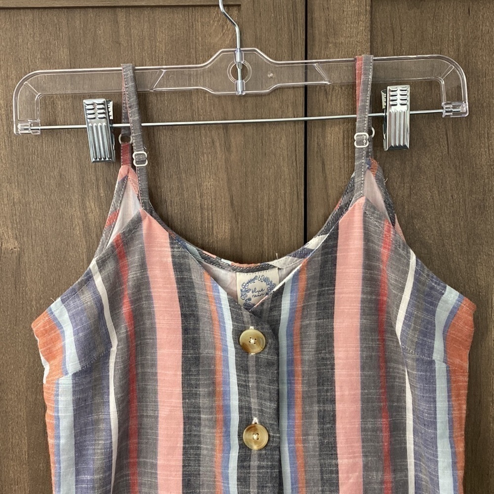 FRANCESCA’S Blue Rain Maya Button Down 100% Cotton Stripped Dress Size Small - Picture 3 of 16